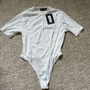 PLT White Exposed Seam Bodysuit